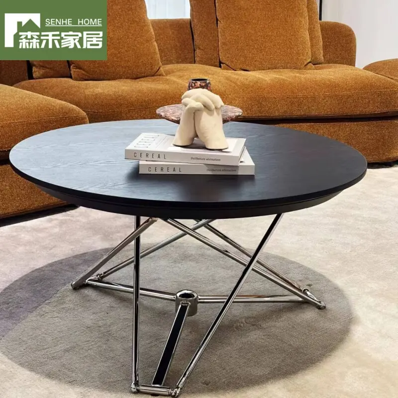 Deformation dining table Bauhaus light luxury spring folding  round coffee lifting coffee table household table