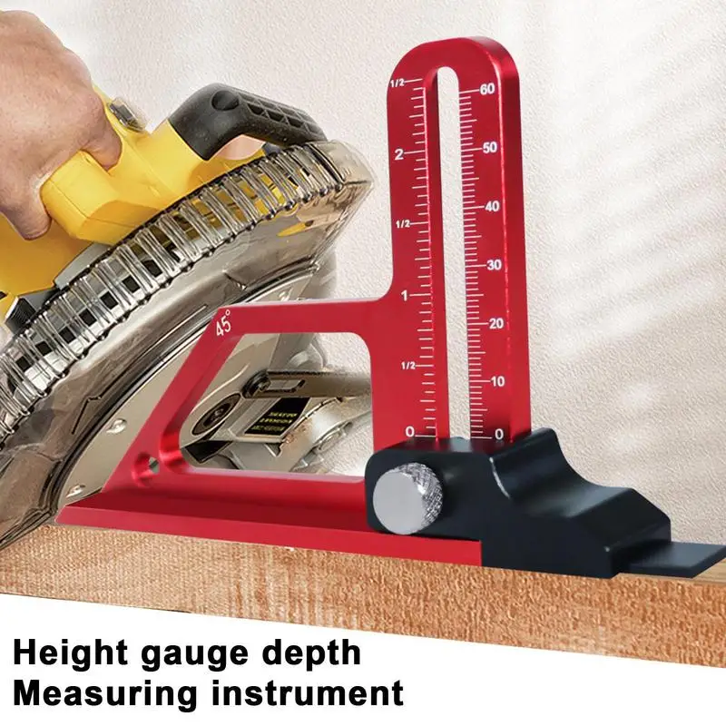 Height Gauge 0-60mm Setup Adjustable Table Saw Depth Gauge Aluminum DualScales Ruler Woodworking Height Measurement Tool