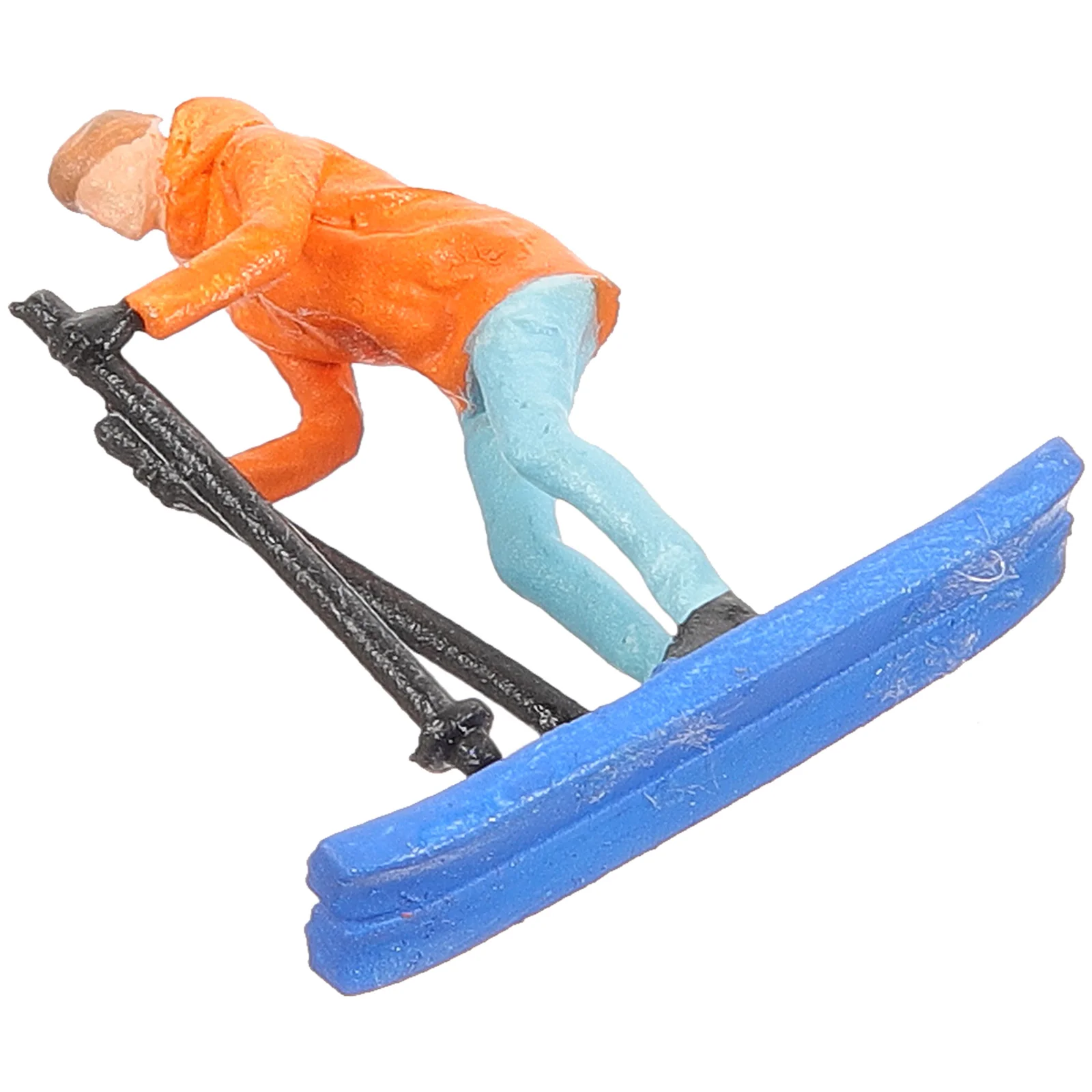 1:64 Ski Girl-Orange Miniature Model House Toy Resin Skiing People Figurine Simulation Human