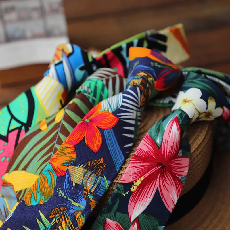 Print Floral Cotton Tie For Men Women Casual Neck Tie For Party Business Wedding Neckties Adult Suit Neck Ties For Gifts