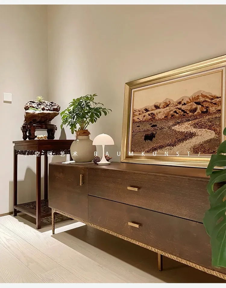 AA Imported Furniture  Expression Retro Oak TV Cabinet Storage Locker Integrated Living Room Home Antique Style