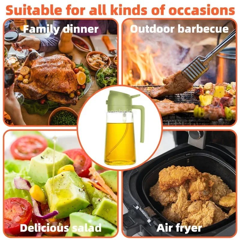 2in1 500ml Plastic Oil Spray Sprayer Bottle Olive Oil Dispenser Oil Jar Cruet BBQ Kitchen Baking Roasting Picnic Kitchen Tool