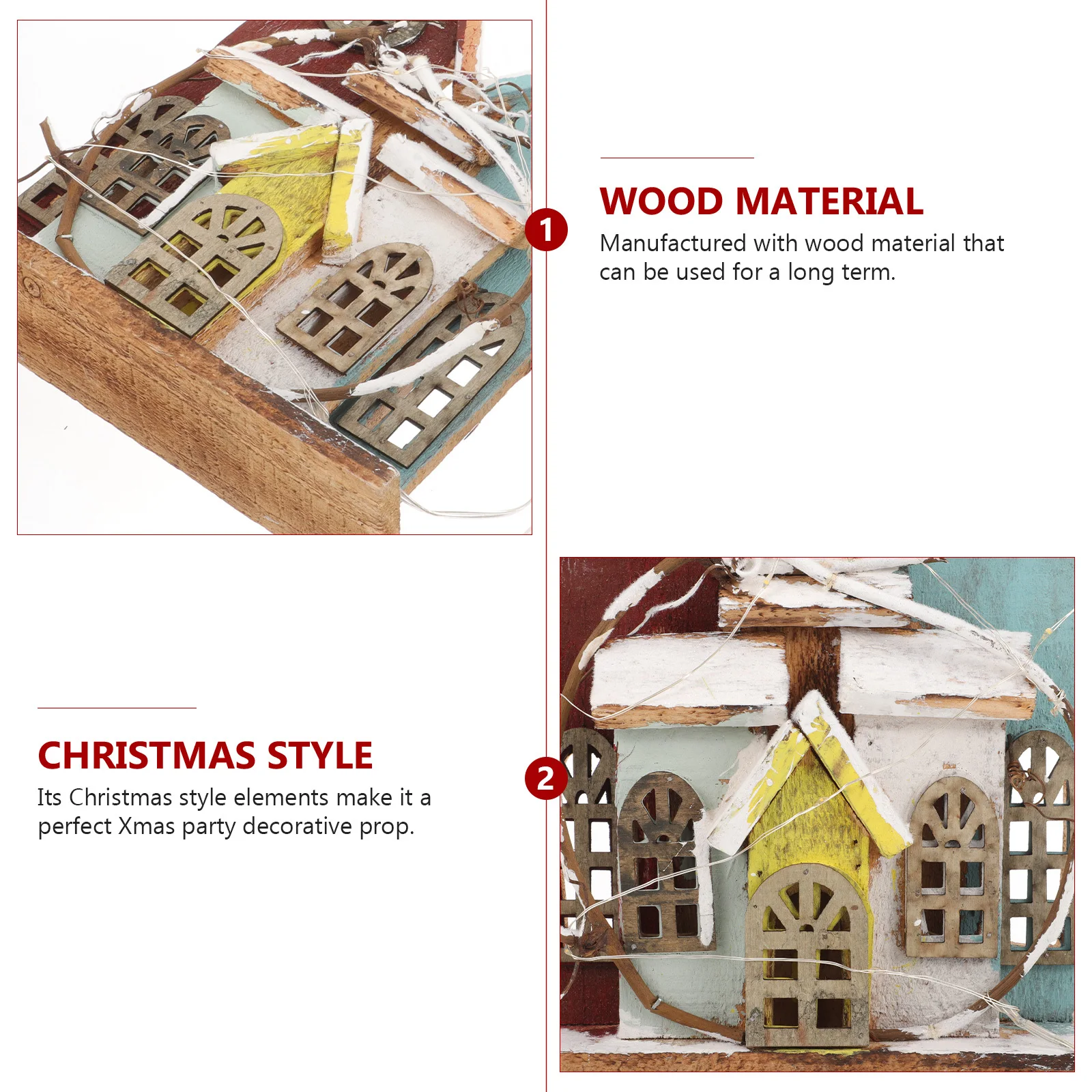 

1Pcs Mini Christmas House Shaped Decor Christmas Desktop Ornament Xmas Wooden Decor Xmas Party Decoration Gift