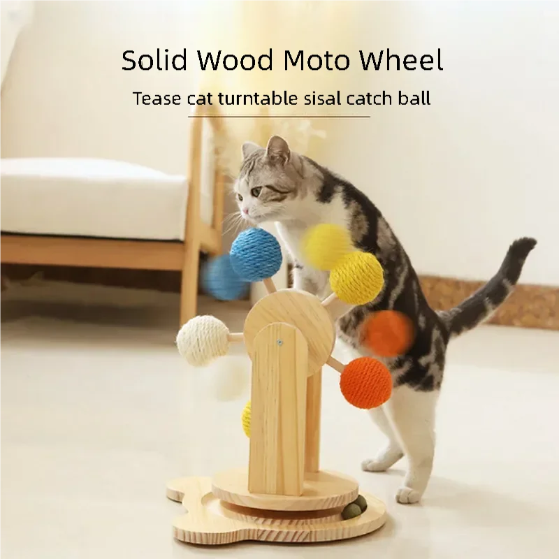 

Ferris wheel cat carousel sisal dribble cat scratch cricket ball spin interactive wood hardy cat scratch board pet toys