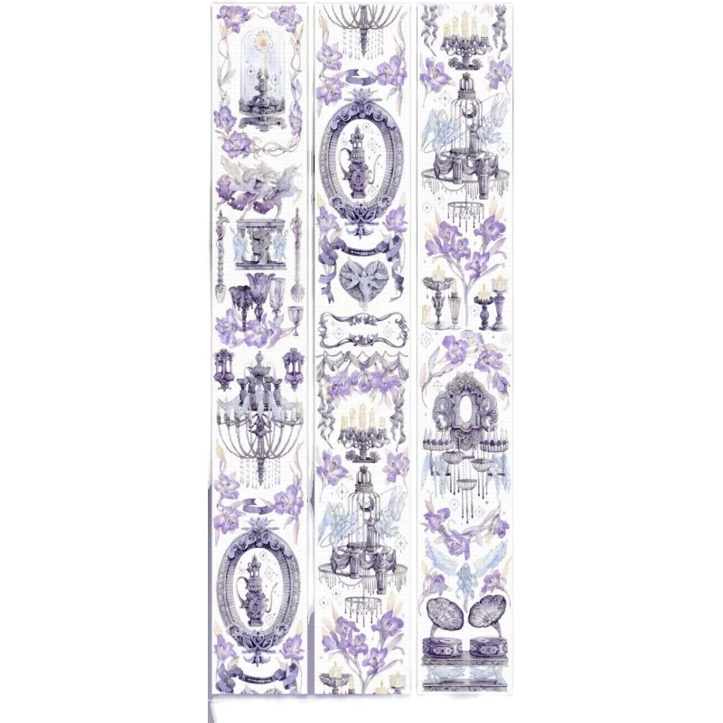 Dark Style Church Clock Floral Silvery Laser Shiny PET Tape