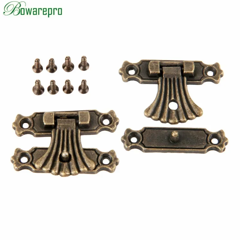 bowarepro Antique Bronze Hasps Jewelry Wooden Box Case Toggle Hasp Latch Vintage Hardware Furniture Accessories+Screws 37*27mm*2
