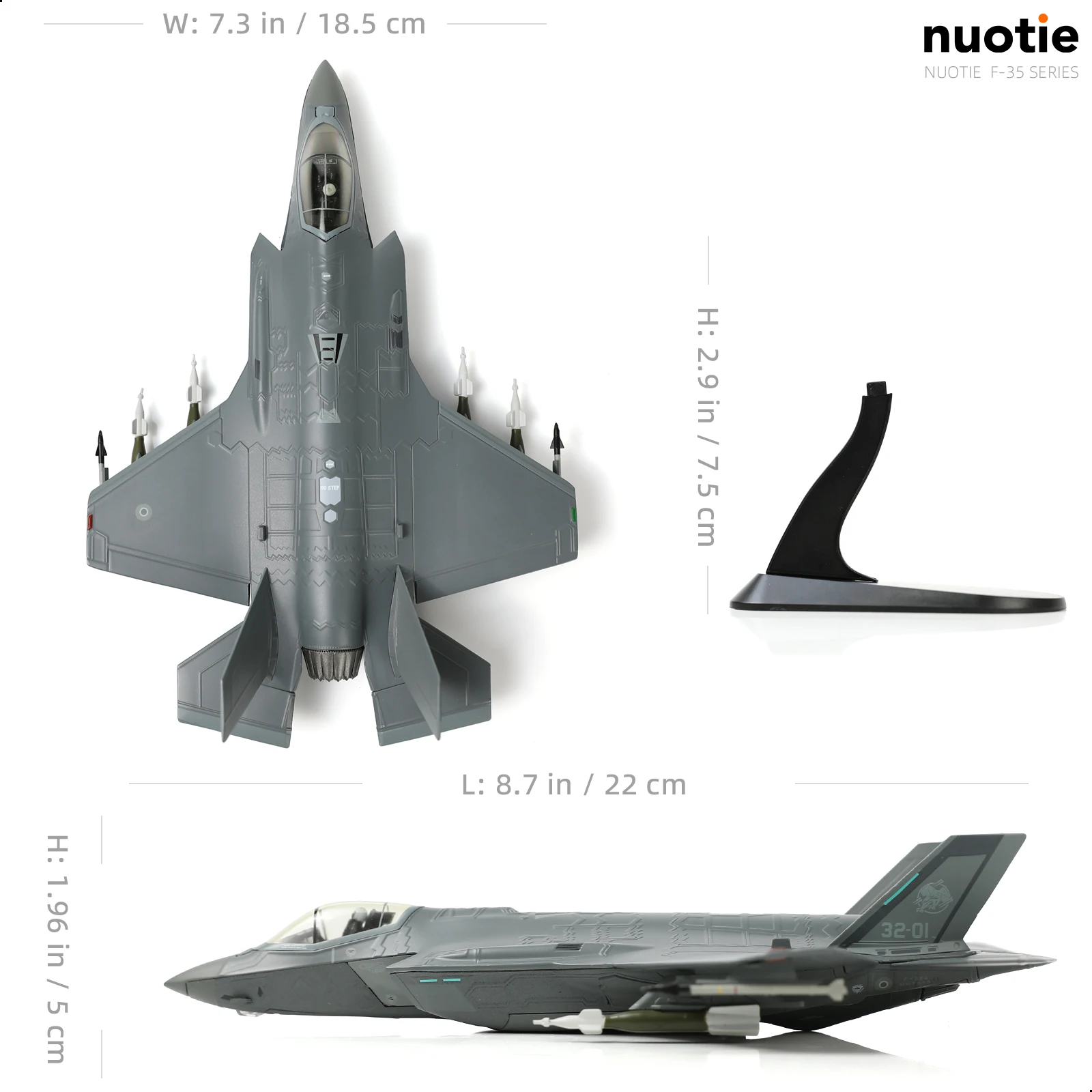 NUOTIE 1/72 F-35A Stealth Joint Attack Fighter Diecast Metal Model with Stand Adult Military Enthusiast Collection Display Gift