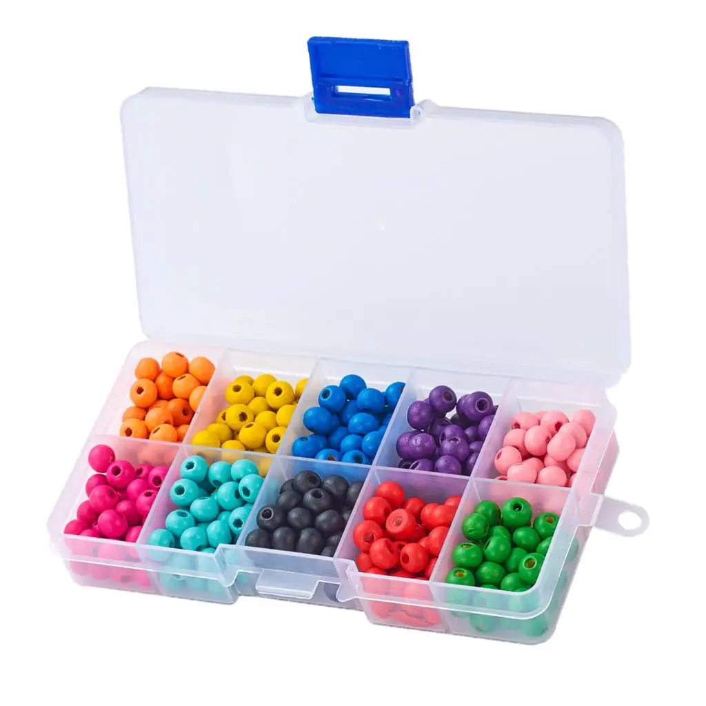 Various Brightly Painted Round Wooden Beads for Jewelry Making in Bulk