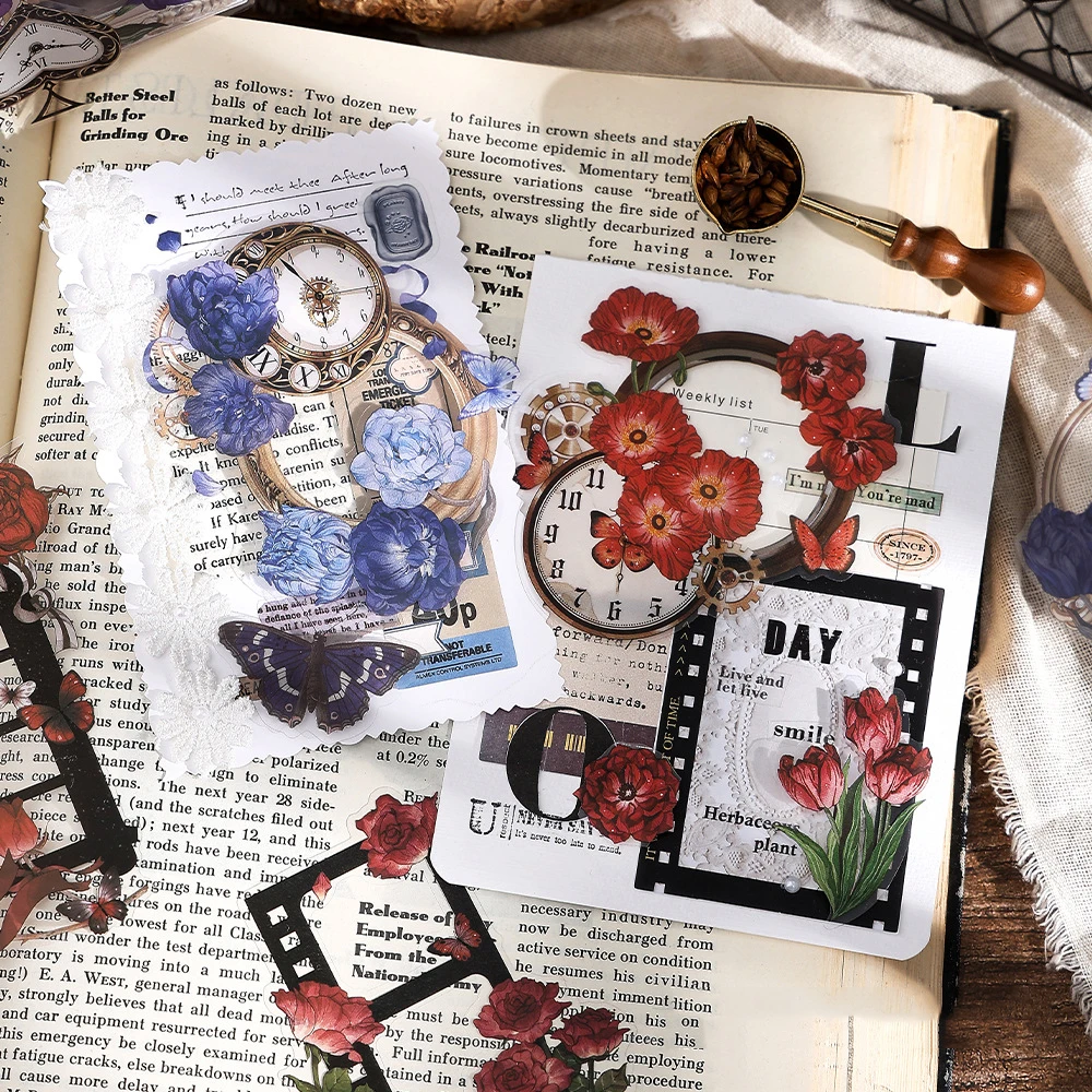 20 Sheets Small Window Flower Shadow Series Vintage Border PET Sticker Creative DIY Journal Material Collage Stationery