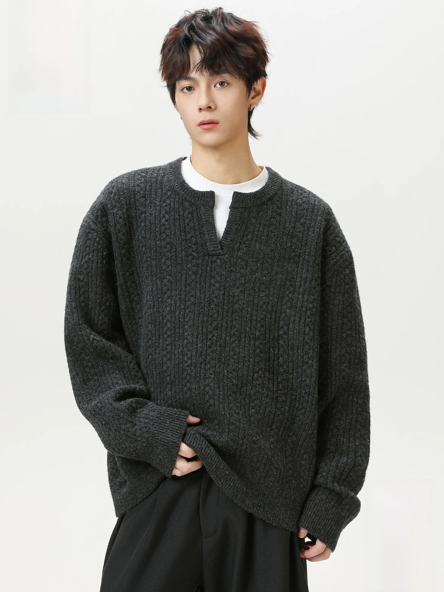 

Мужской шерстяной свитер Paul Frank с V-образным вырезом, свободный крой, повседневный, вязаный, осенний, модный, с дизайном обезьяны, из полиэстера