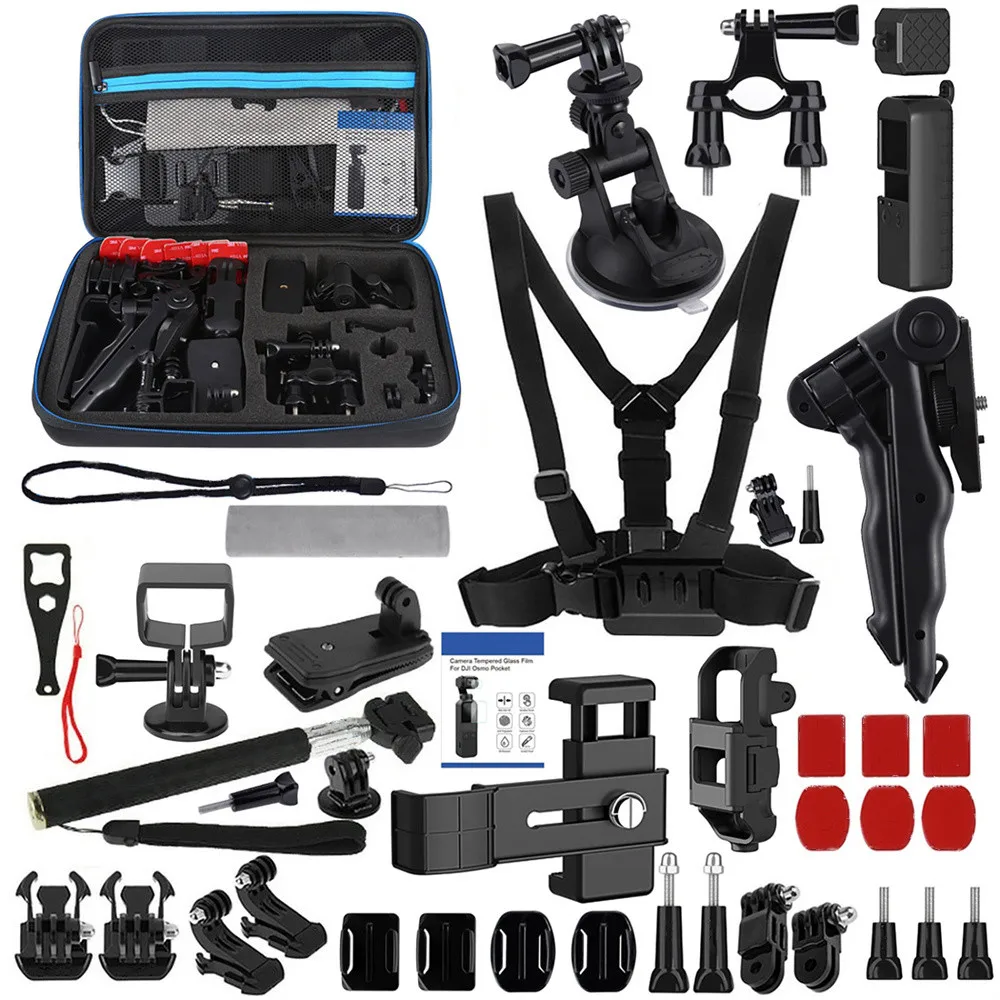 

43 in 1 Accessories Combo Set with EVA Carrying Case for DJI Osmo Pocket Clamp Bracket/ Clip/Tripod/ Selfie Stick