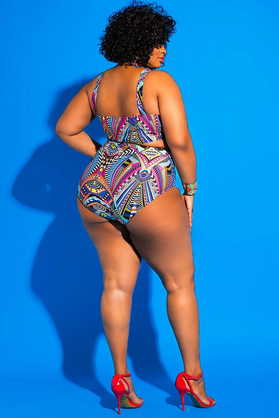 Plus Size Swimwear Bandage Cut Out Bathing Suit Women One Piece Swimsuit African Print Monokin Large Size Bodysuit Sexy Swimsuit