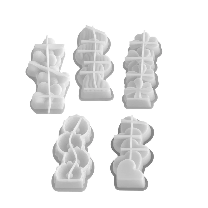 LX0C 3D Heart Silicone Mould Stacking Flower Molds Ornament Molds Plasters Molds Casting Molds Epoxy Resin Molds