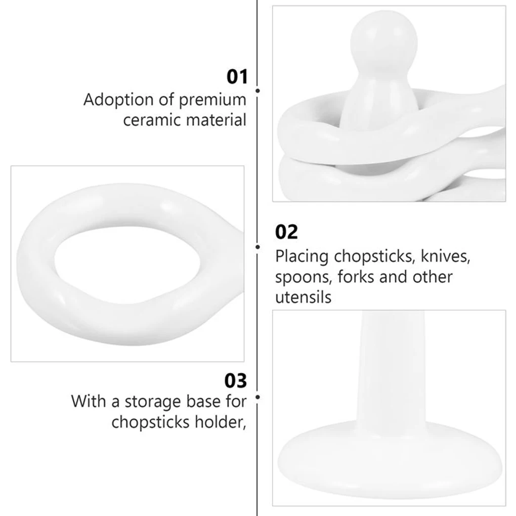Chopstick Rests Fork Ceramic Material Cylindrical Base White Egg Holder Ring