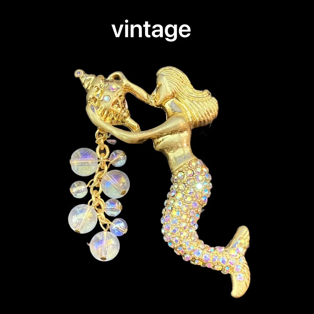 

Elegant Classical Enamel Mermaid Brooches For Women Vintage Gold Plated High quality luxury Coloured glaze Brooch Pins