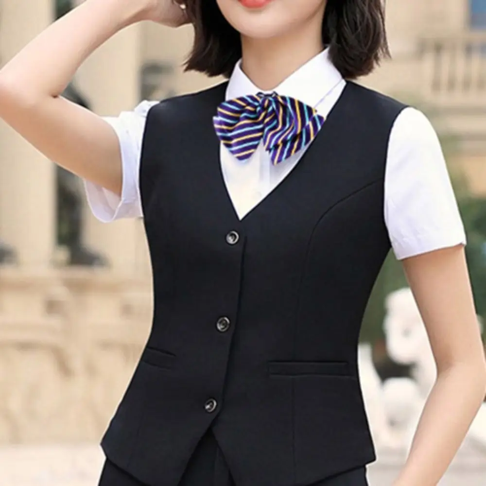 조정 가능한 항공 승무원 넥타이 한국 스타일 다채로운 Bowknot 넥타이 스트라이프 셔츠 액세서리 은행 계산원 넥타이 매일