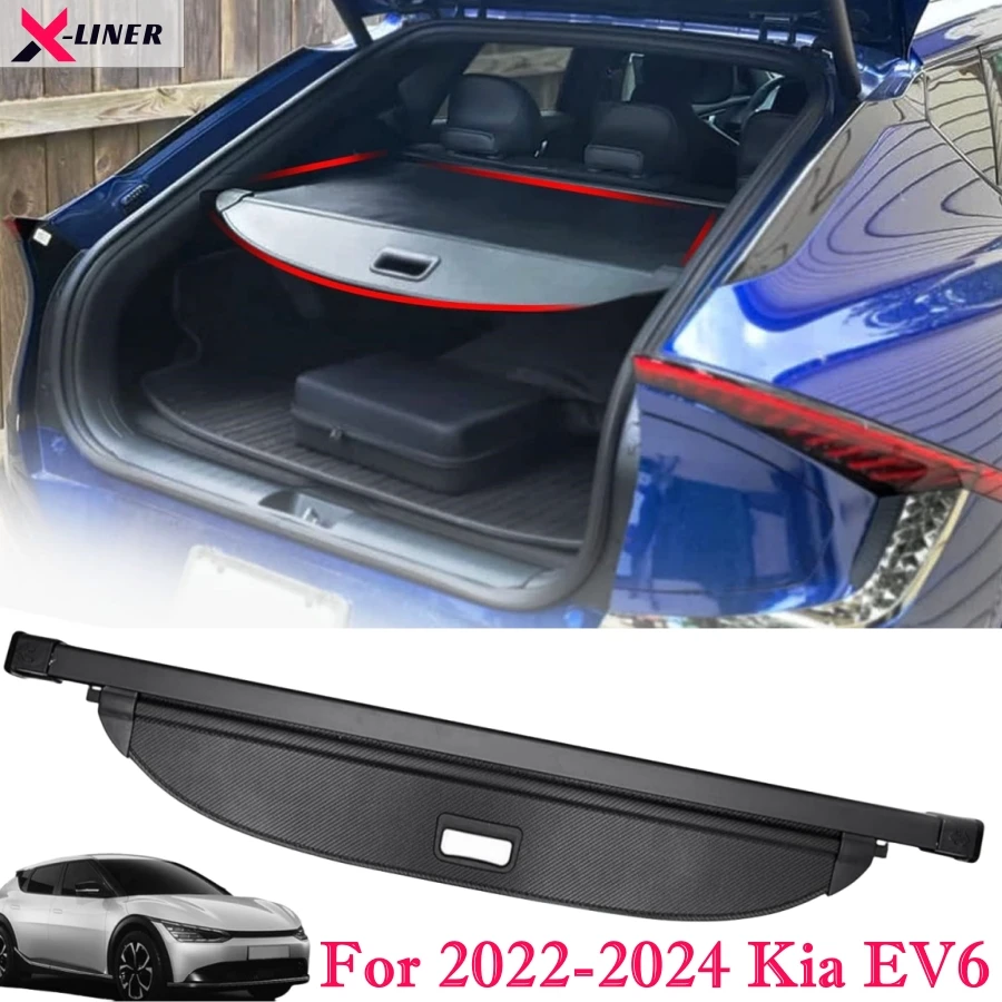 For 2022 2023 2024 Kia EV6 Retractable Rear Trunk Organizer Cover EV6 Privacy Security Screen Shield Shade Cargo Cover