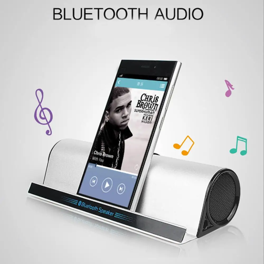 New Phone Tablet Stand Holder with Wireless Bluetooth Speaker Bass Stereo Column Hifi Soundbar Portable Audio Subwoofer for Ipad