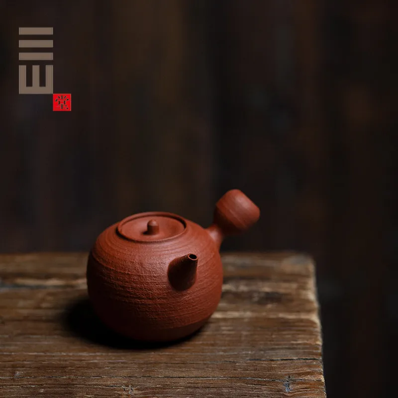 |Side Handle Small Beads Chaozhou Handmade Teapot Sketch Cinnabar Sand Hand Pot Authentic Famous Master High-End Small Size