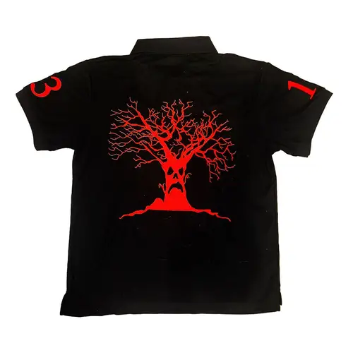 Imagen 2 del producto Polo Haunted Mound para hombre, camisa de manga corta estilo Hip Hop de calle Retro americana Y2k, Top informal de algodón bordado, ropa de béisbol