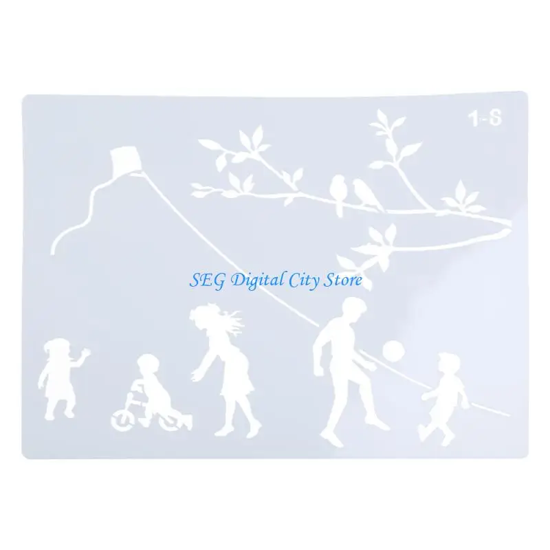 U75B 9Pack Silhouet Families Painting Stencils Templates Reusable for DIY Art Project