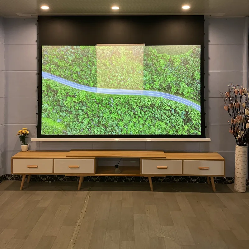 CRT-1 4K ALR Dunkelgraue Umgebungslichtunterdrückung Deckeneinbau-Projektionswand mit elektrischer Tab-Spannung HDTV 16:9-Format ProAV – Detail 25