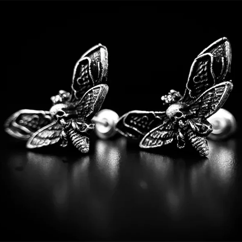 Death Head Moth Earrings for Women Stud Earring Witch Party Gothic Jewelry Fashion Accessories Gifts Female Bijoux