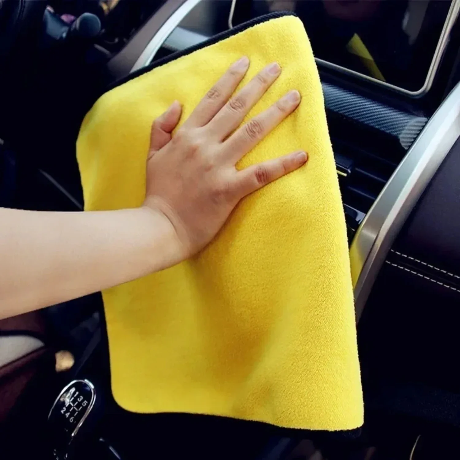 Soft, durable, and absorbent coral velvet car wash towel - Multifunctional double-sided thick car wipe towel for car accessories