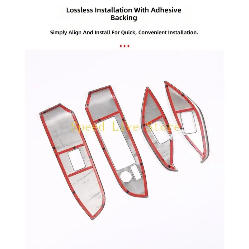 547C 22 Voxy90 Series Stainless Steel Window Control Frame Premium Addition For Car Interior