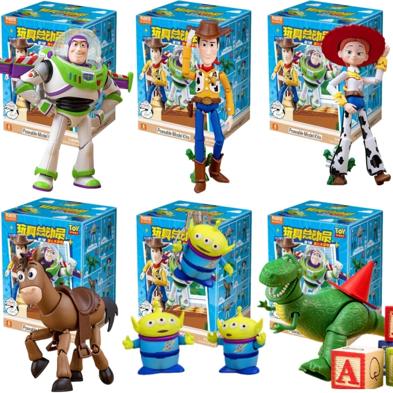 

BLOKEES Original Toy Story Disney Pixar Woody Buzz Lightyear Jessie Rex Bullseye Alien Action Figures Assemble Model Toys Gift