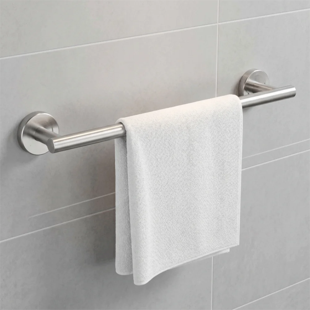 Stainless Steel Towel Rack Brushed Finish Silver Towel Bar Space Saving Wall Mounted Towel Rod Bathroom Kitchen Laundry Room