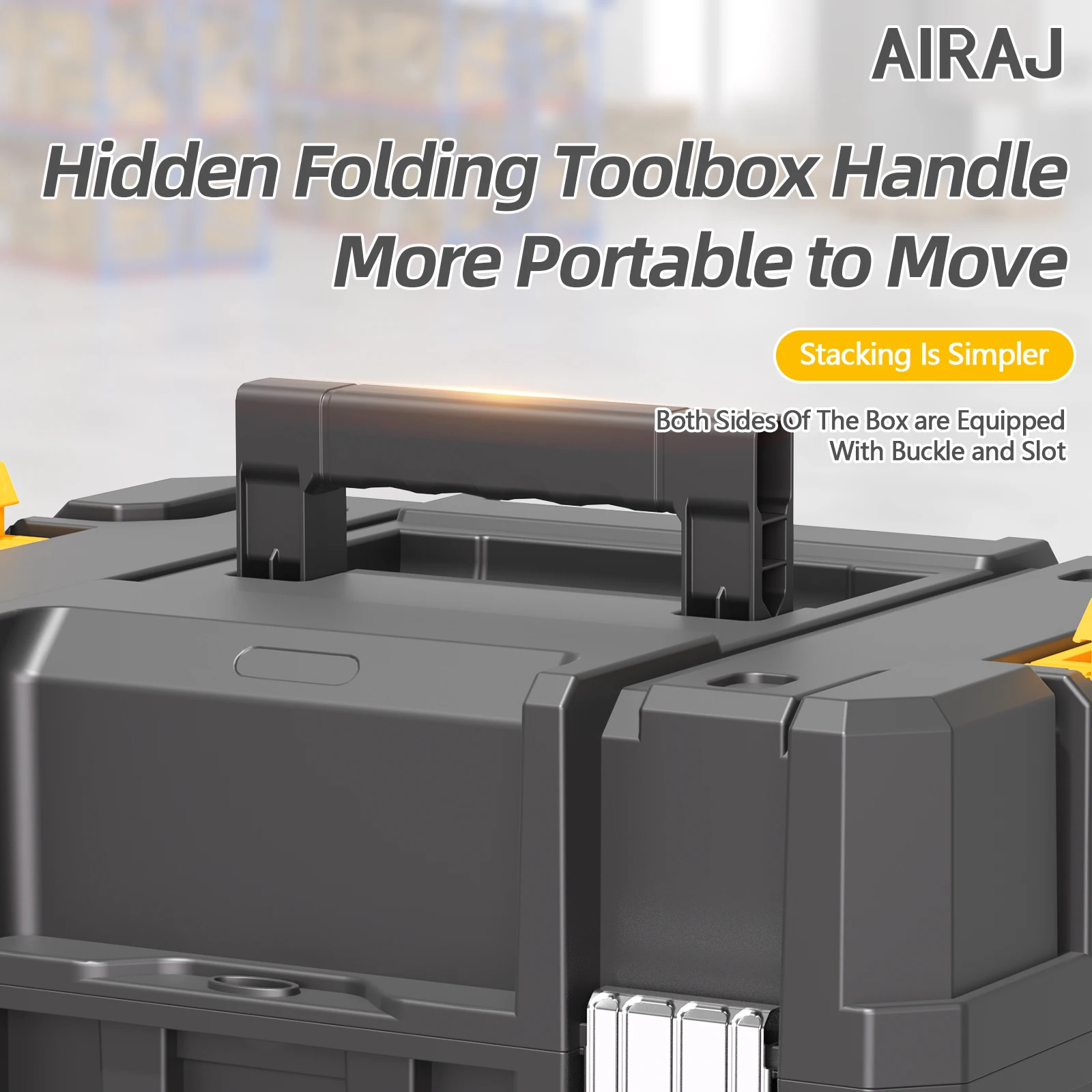 AIRAJ Large 3-layer Folding Tool Box Stackable Multifunctional Matching Stacking Combination Tool Organizer Stackable Parts Box