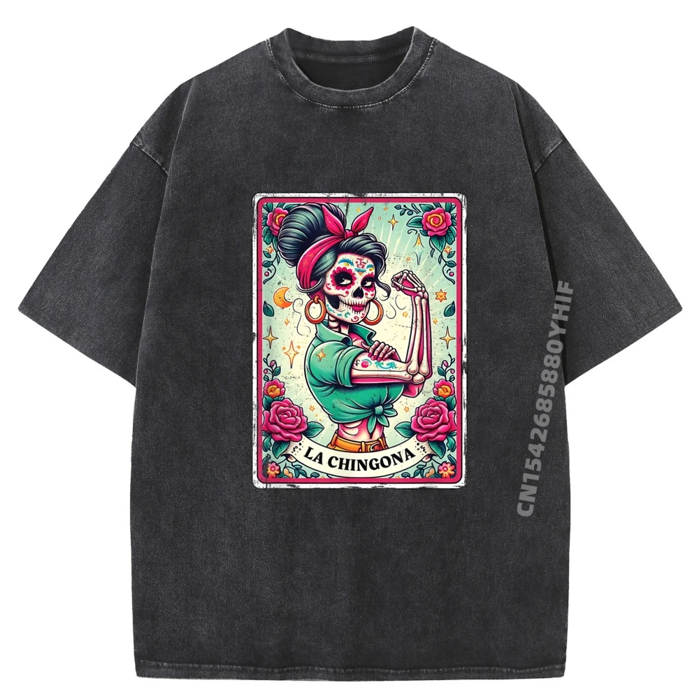 

La Chingona Tarot Card Funny Spanish Slang Boss Latina Power Big And Tall Graphic T Shirts Cool Funky Washed Shirt