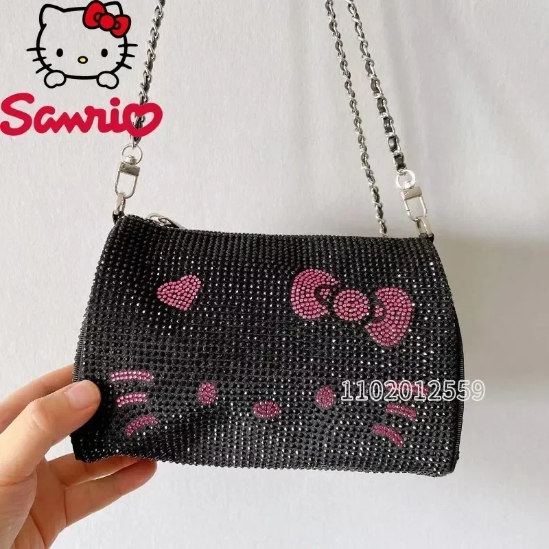 Hello Kitty New Women\'s Shoulder Bag Luxury Brand with Diamond Fashion Women\'s Shoulder Slant Bag Cartoon Cute Mini Women\'s Bag