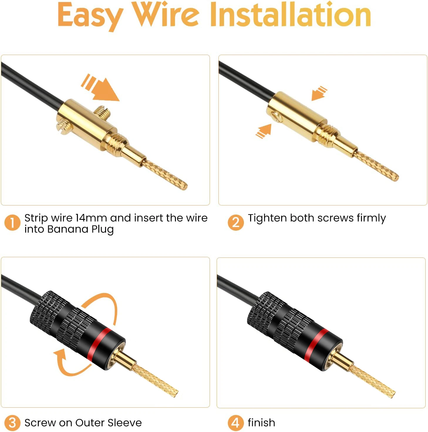 HiFi Flex Pin Banana Plugs, entradas com mola, terminais de alto-falante, conectores, pinos de 2mm, 10pcs