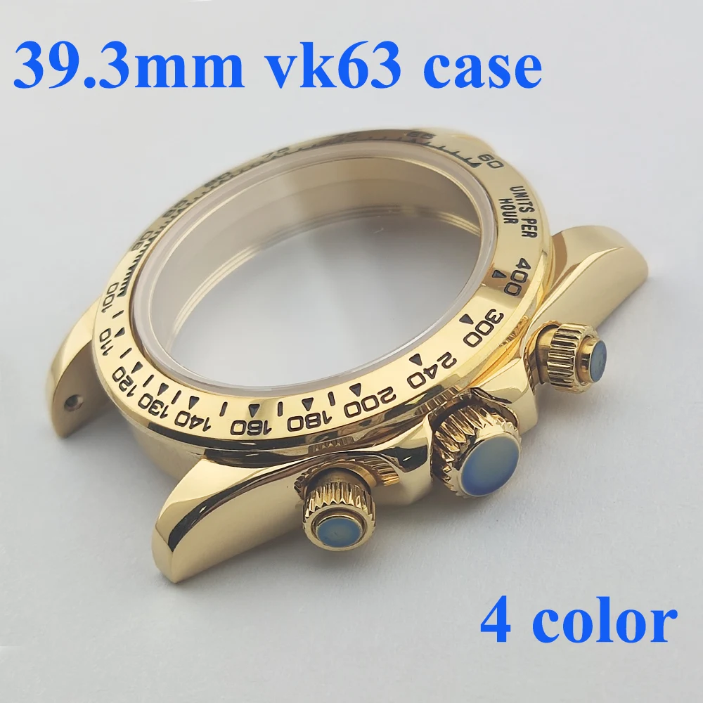 39.3mm VK63 Watch Case Stainless Steel Sapphire Crystal Watch Parts For Seiko VK63 Movement For Daytona Case ﻿