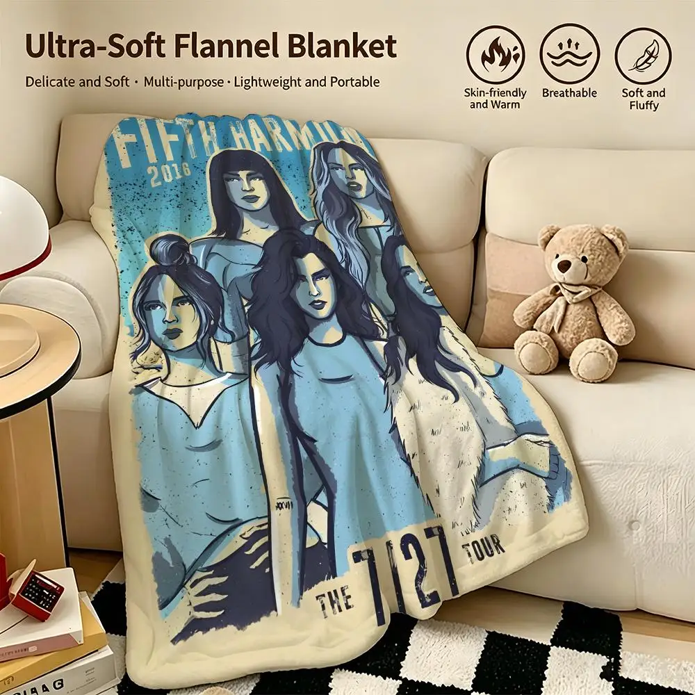 music F-Fifth Harmony-y Throw Warm Soft Flannel Blanket, Multi-use for Sofa Bed Camping Travel Nap