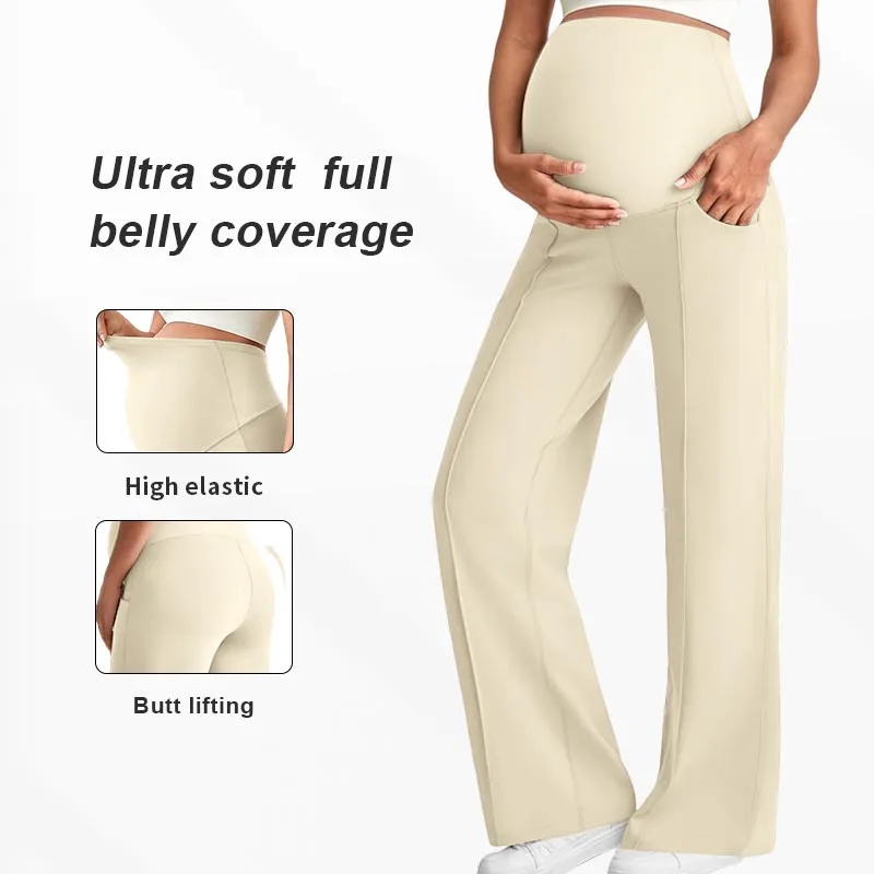 Maternity Pants Straight Pants Autumn Winter High Waist Pregnant Women Wide-leg Pants Outer Wear Premama Loose Trousers