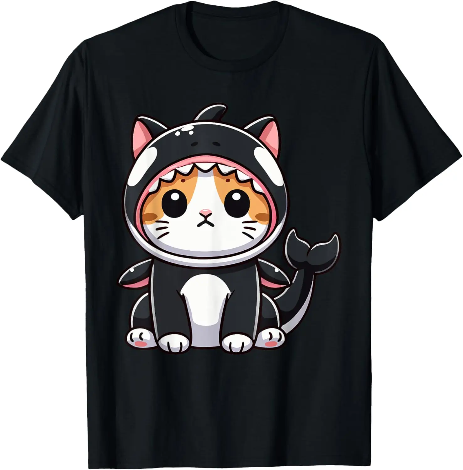 Cat in Orca Costume Graphic T-Shirt