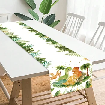 공룡 파티 테이블 러너 포효하는 공룡 테마 생일 파티 장식, 어린이 소년 베이비 샤워, 정글 사파리 생일 파티 용품 
