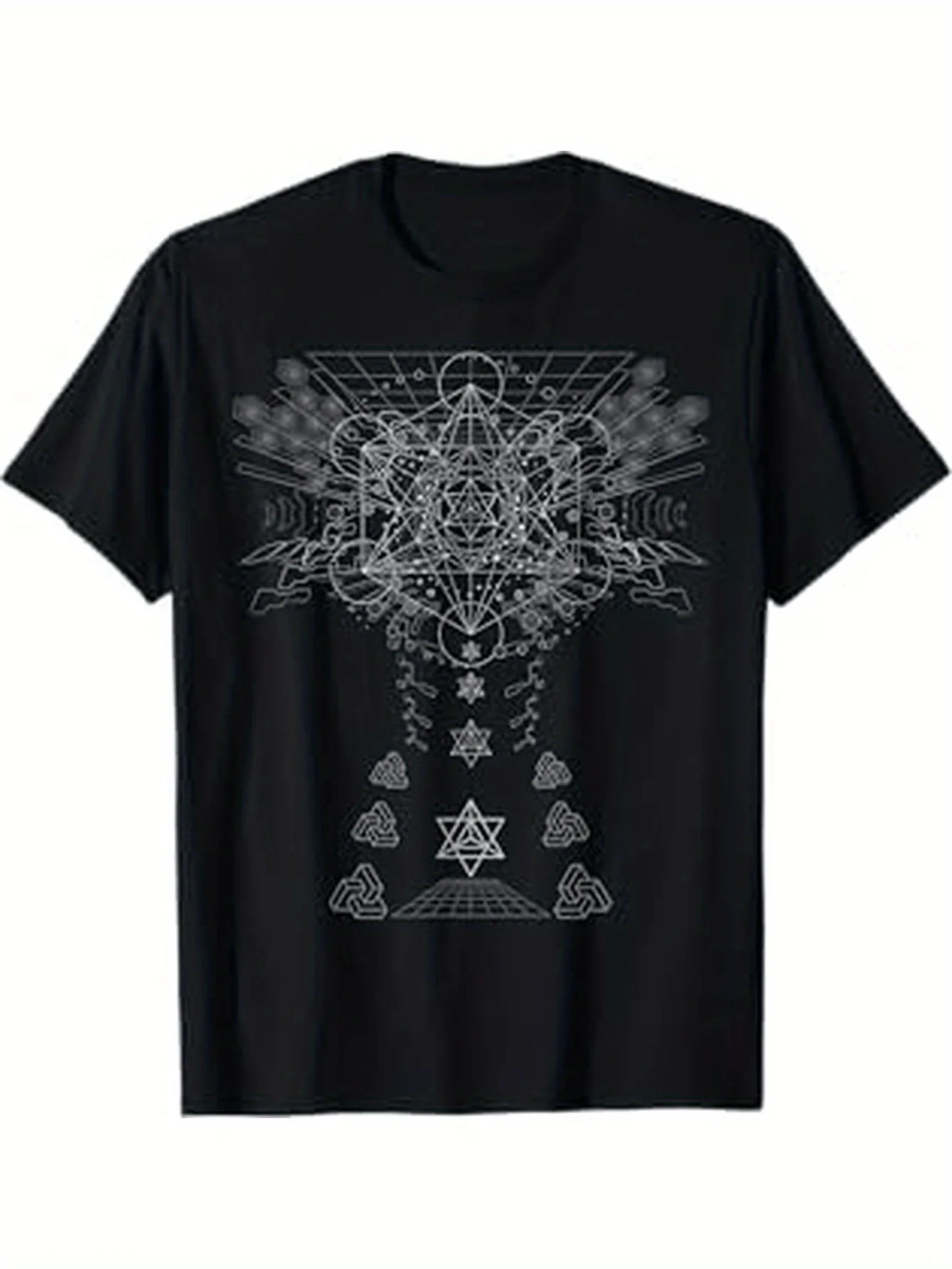 Merkaba Psychedelic Graphic Tee Men's Shamanic Spiritual Enlightenment Print T-Shirt Trip