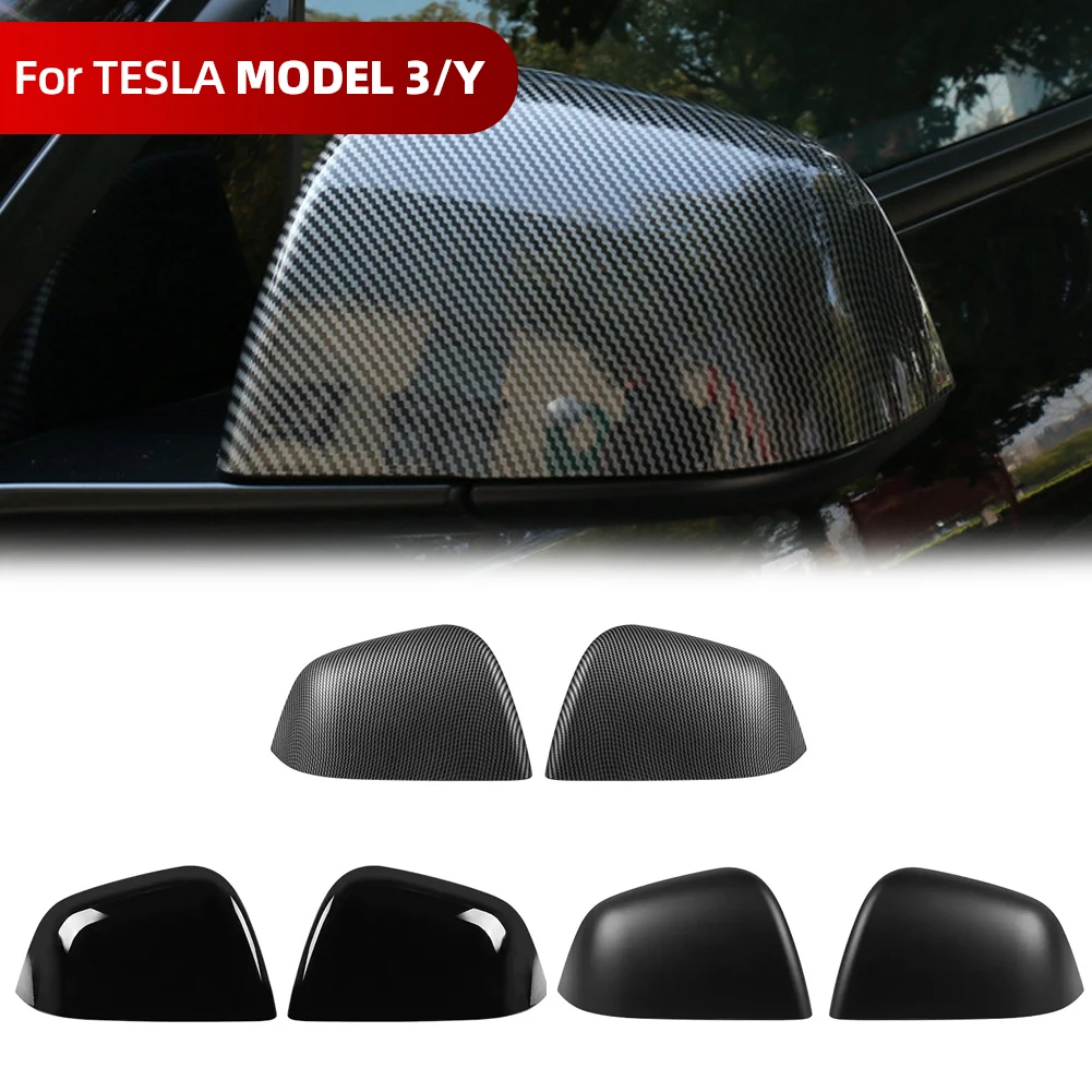 New 1Pair Car Side Door Mirror Cover ABS Rearview Paste Cover For Tesla Model 3 Model Y 2021-2023 Auto Exterior Accessories