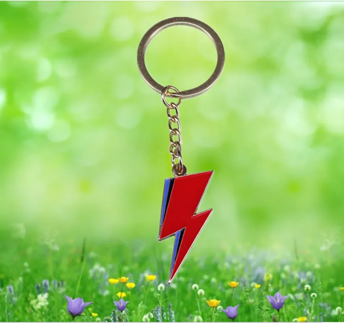 Ziggy Stardust Lightning Bolt Logo Llavero Llavero Glam Rock Bag Charm Accesorio para llaves de coche