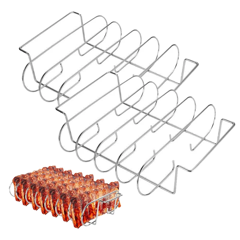 

2 шт. подставка для барбекю для фритюрницы из нержавеющей стали, подставка для стейка для барбекю, антипригарный прочный держатель для измельчения ягненка, аксессуары для гриля, инструмент