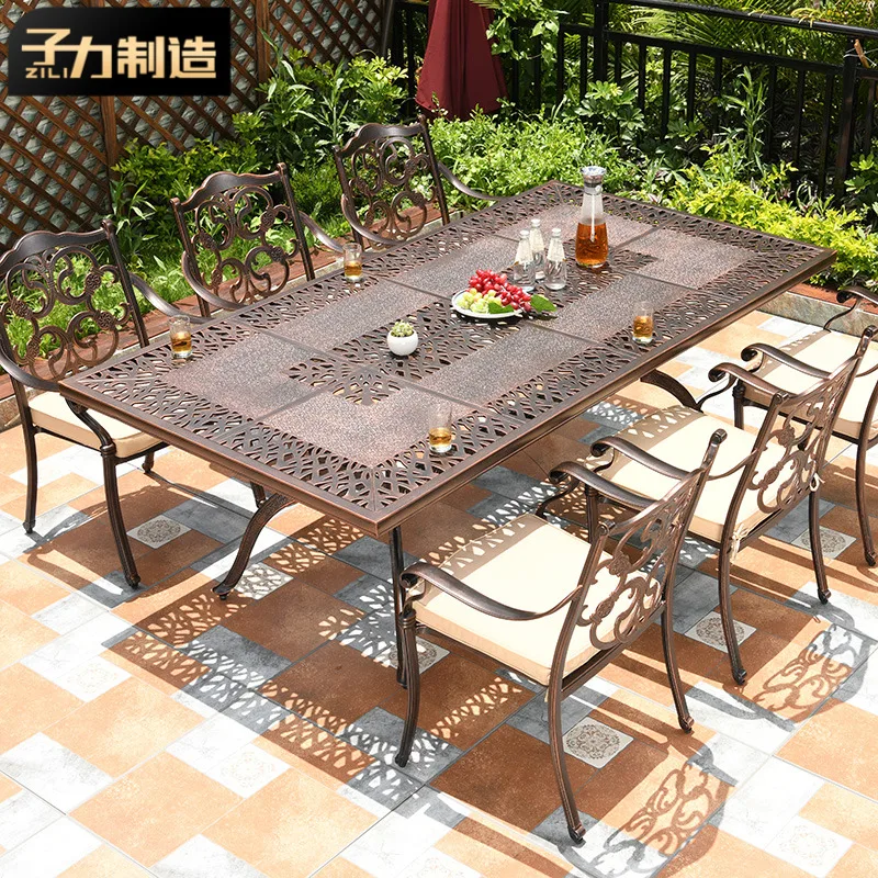 

Zili outdoor cast aluminum table and chair combination European villa garden furniture leisure outdoor