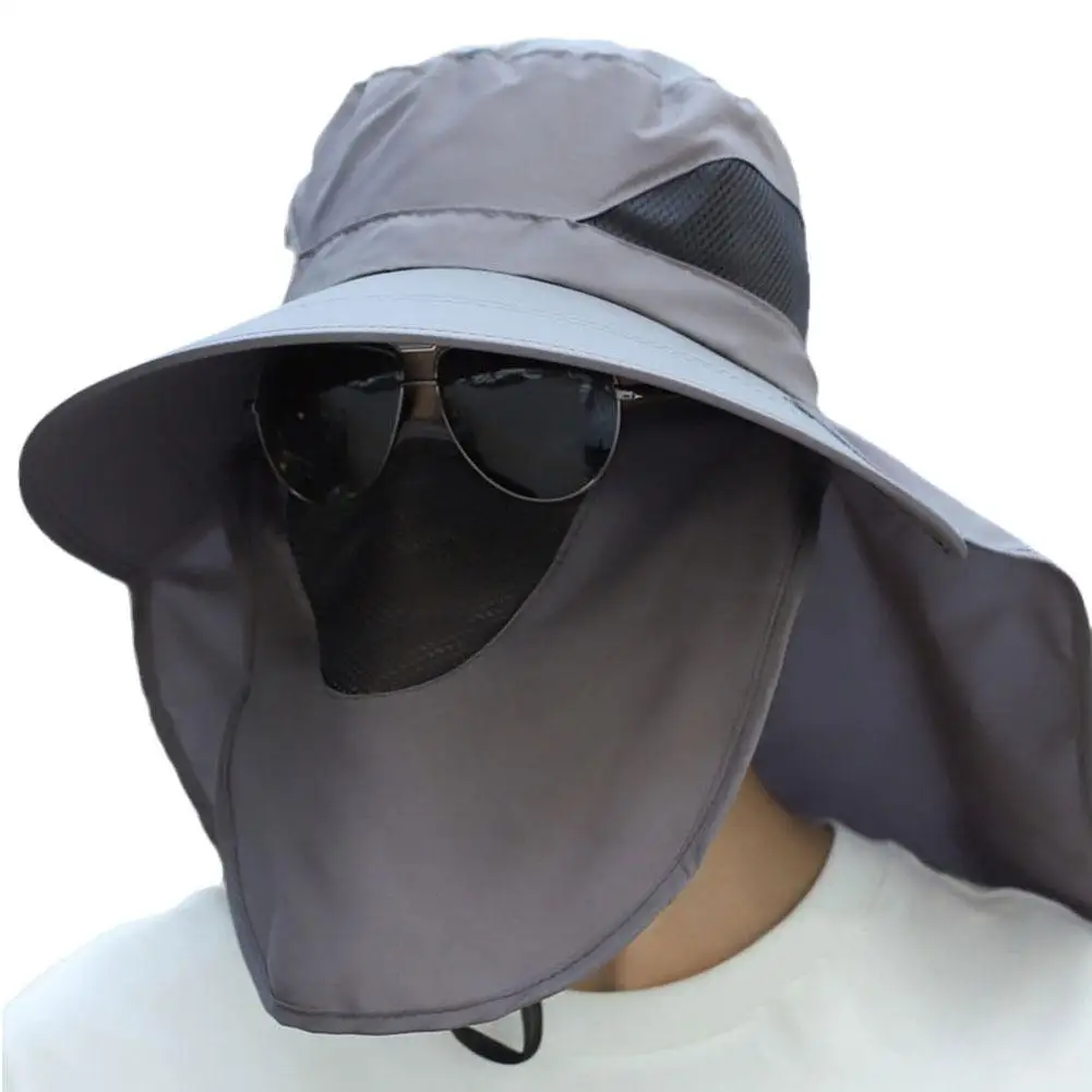 Sommer schnell trocknende Boonie Hüte mit Hals maske Abdeckung Männer atmungsaktive Mesh Sonnenblende Fischer hüte Outdoor breite Krempe Eimer Kappen