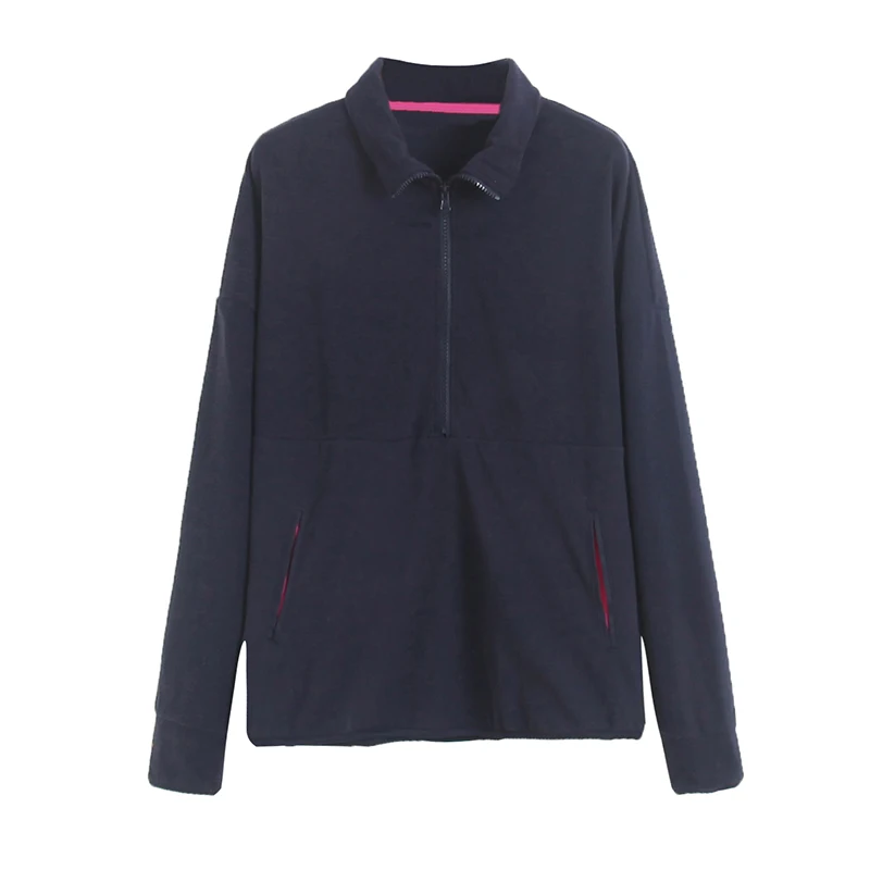 

Ladies Color Casual Long Sleeve Fleece Sweatshirt Loose Slimming Sporty Overhead Plush Top Spring Autumn Fashion