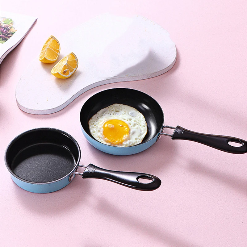 Mini Frying Pan Stainless Steel Prevent Stick Induction Pot Round Breakfast Small Fry Egg Pan With Long Handle Kitchen Gadgets