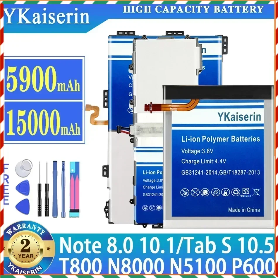 YKaiserin Battery For Samsung Galaxy Tab S 10.5 T800 Note 8.0 GT N5100/Note 10.1 GT N8000/Note 10.1 SM P600 SP3676B1A bateria