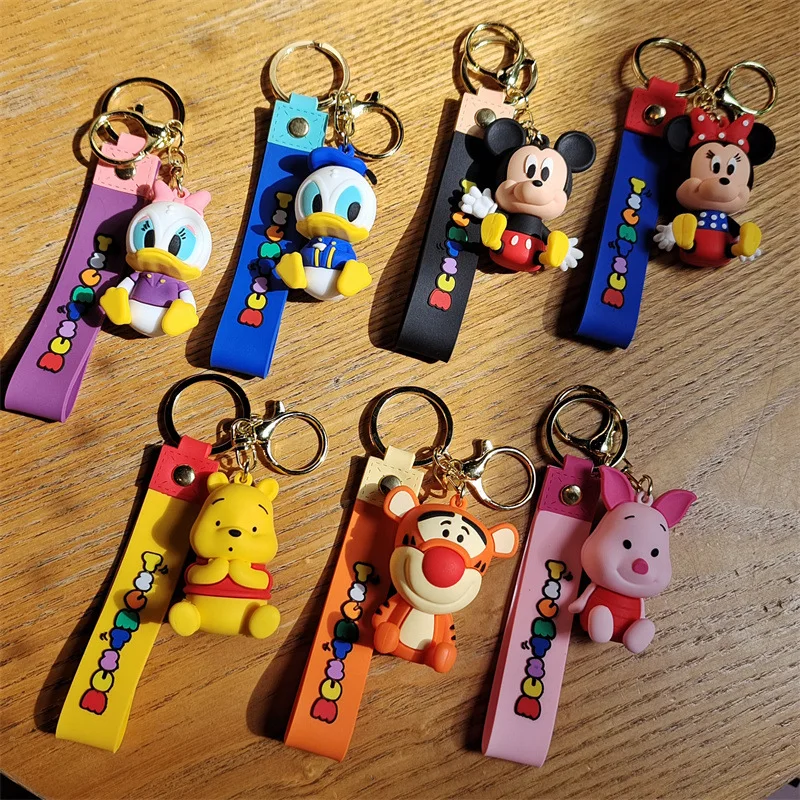 Disney Keychain Cartoon Minnie Mickey Mouse Cute Doll Keyring Ornament Key Chain Car Pendant Kids Charm Toys Jewelry Gifts Decor